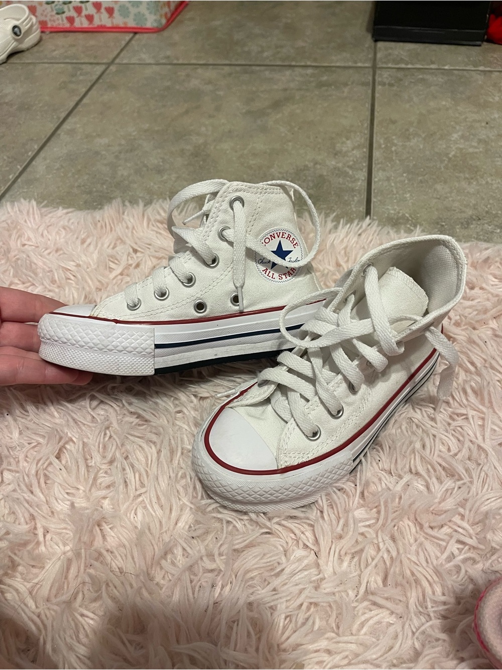 Platform Converse Kids White High-Top Sneakers size 11c